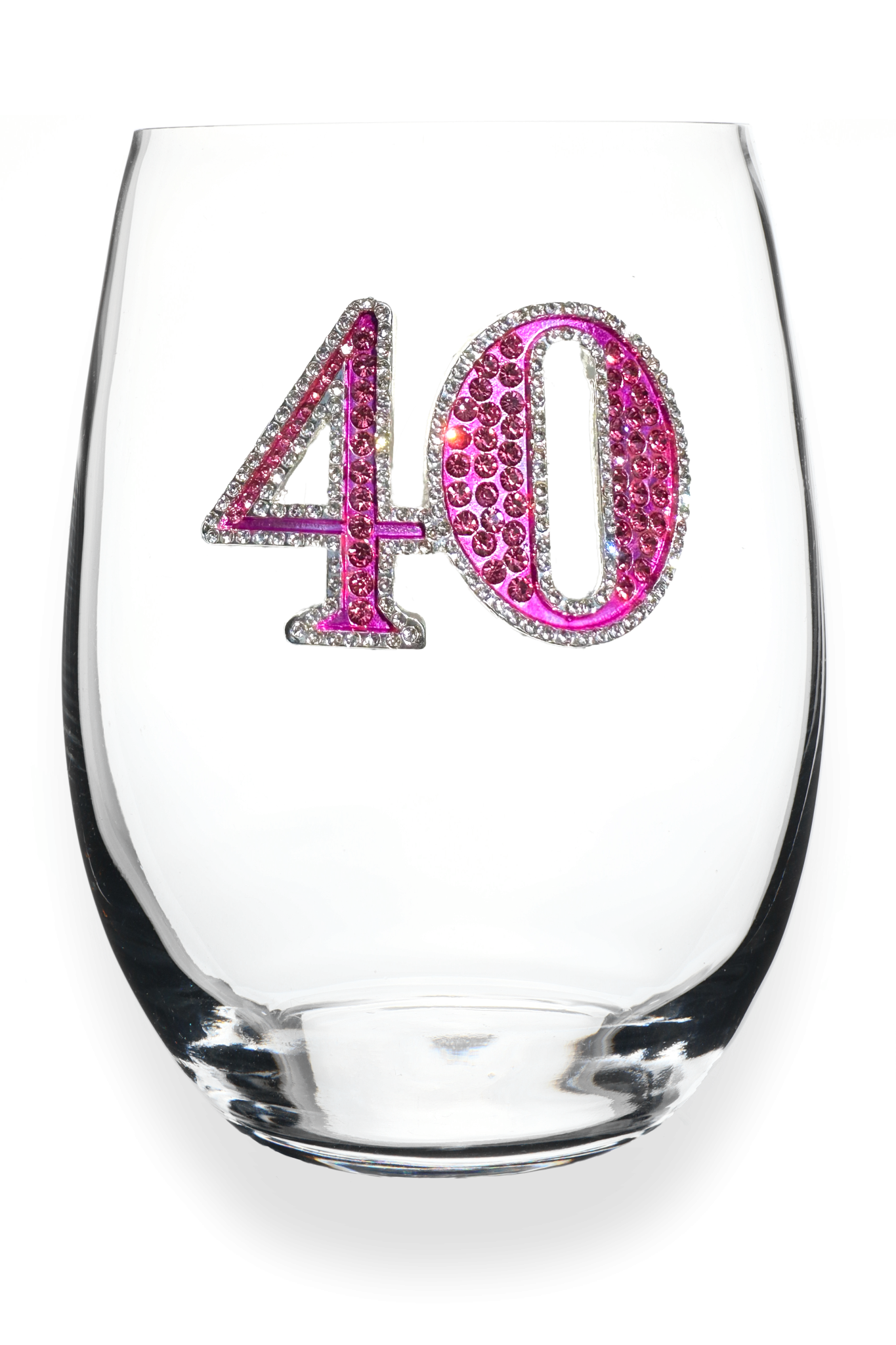 Stemless Wine Glass 40th Birthday Jeweled