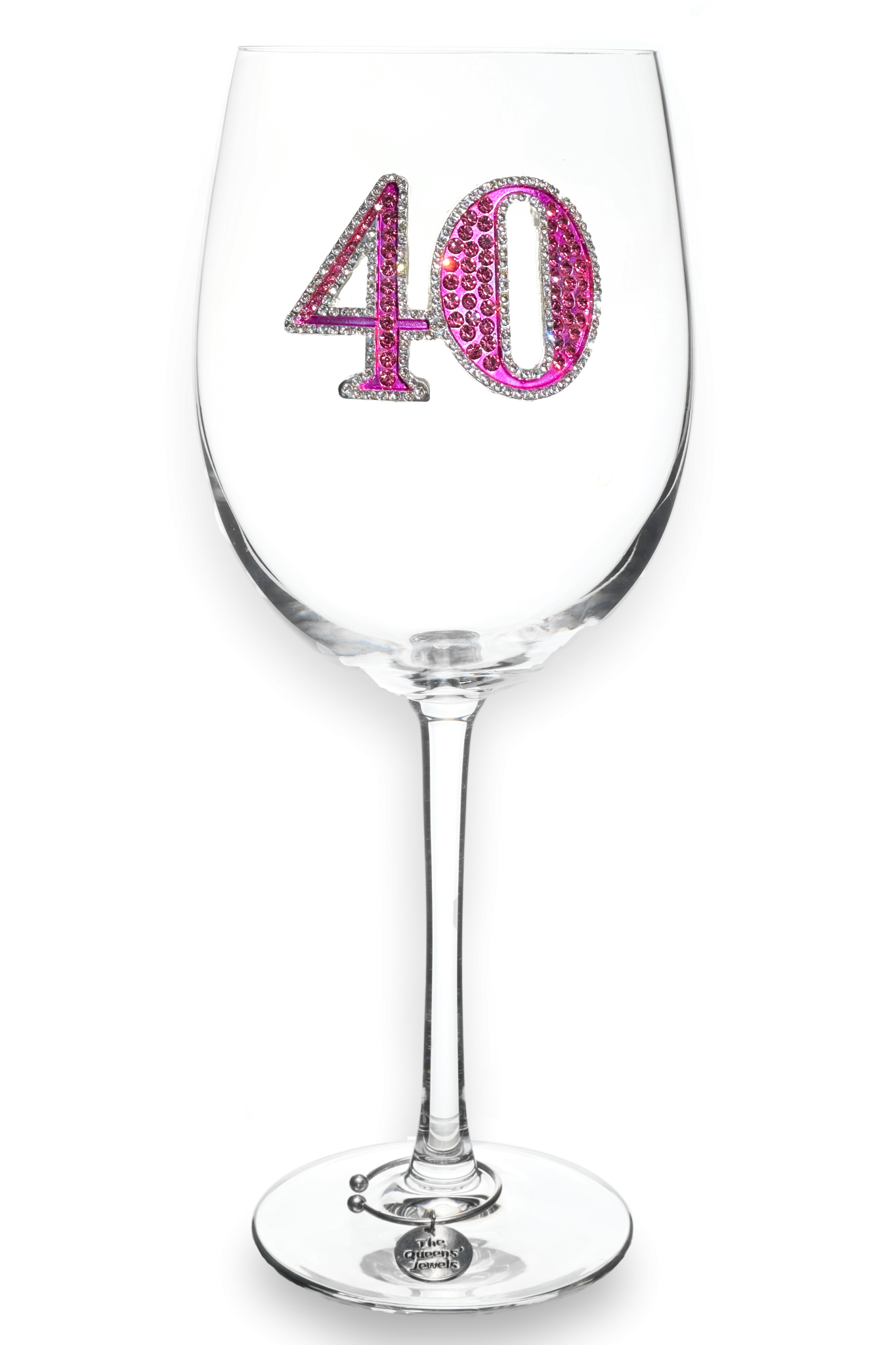 Stemmed Wine Glass 40th Birthday Jeweled
