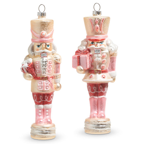 Pink Glittered Nutcracker Ornament 8" - Beau Kisses