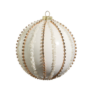 Rhinestone and Pearl Ball Ornament 5" - Beau Kisses