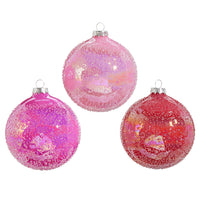 Pink Glitter Ball Ornament 4" - Beau Kisses