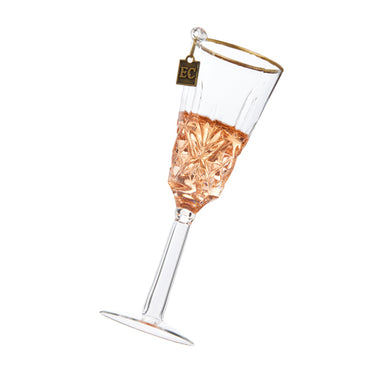 Pink Champagne Ornament 6" - Beau Kisses