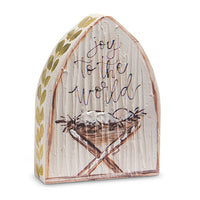 Jesus In Manger Textured Wood Block 8" - Beau Kisses