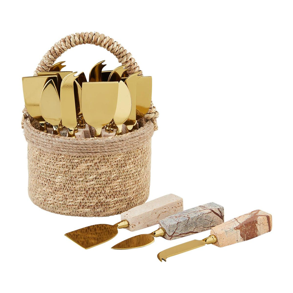 Assorted Marble and Travertine Cheese Utensils