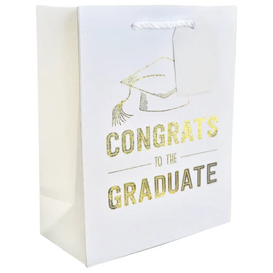 Grad White Gift Bag Medium - Beau Kisses