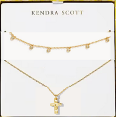 Amelia Cross Necklace Gift Set Gold White Crystal - Beau Kisses