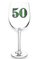 50th Birthday Jeweled Stemmed Wine Glass - Beau Kisses