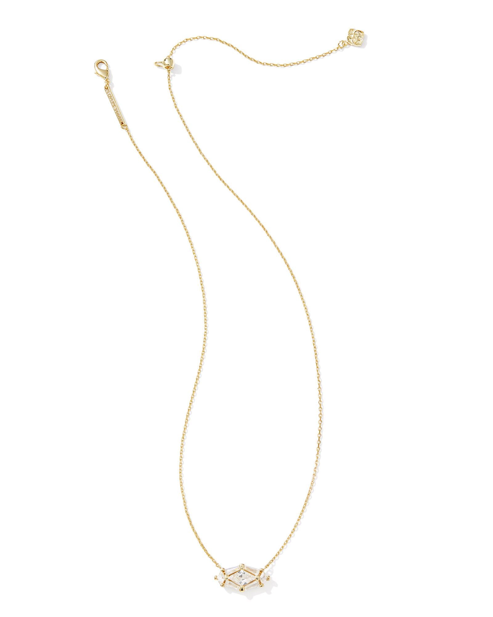 Lindy Rae Short Pendant Necklace Gold White Crystal - Beau Kisses