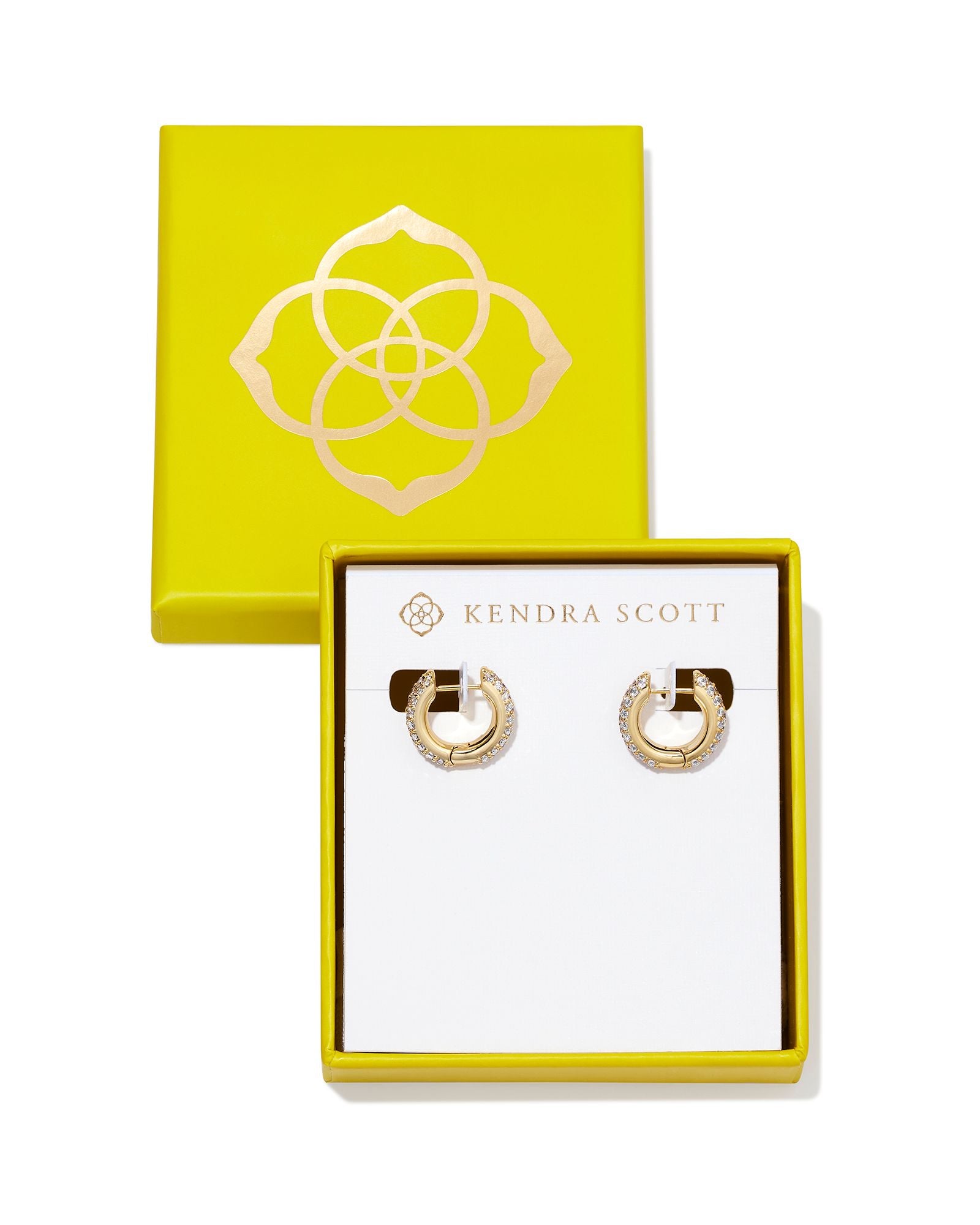 Boxed Mikki Pave Huggie Earrings Gold White Crystal - Beau Kisses