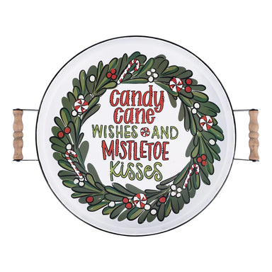 Candy Cane Wishes Enamel Tray - Beau Kisses