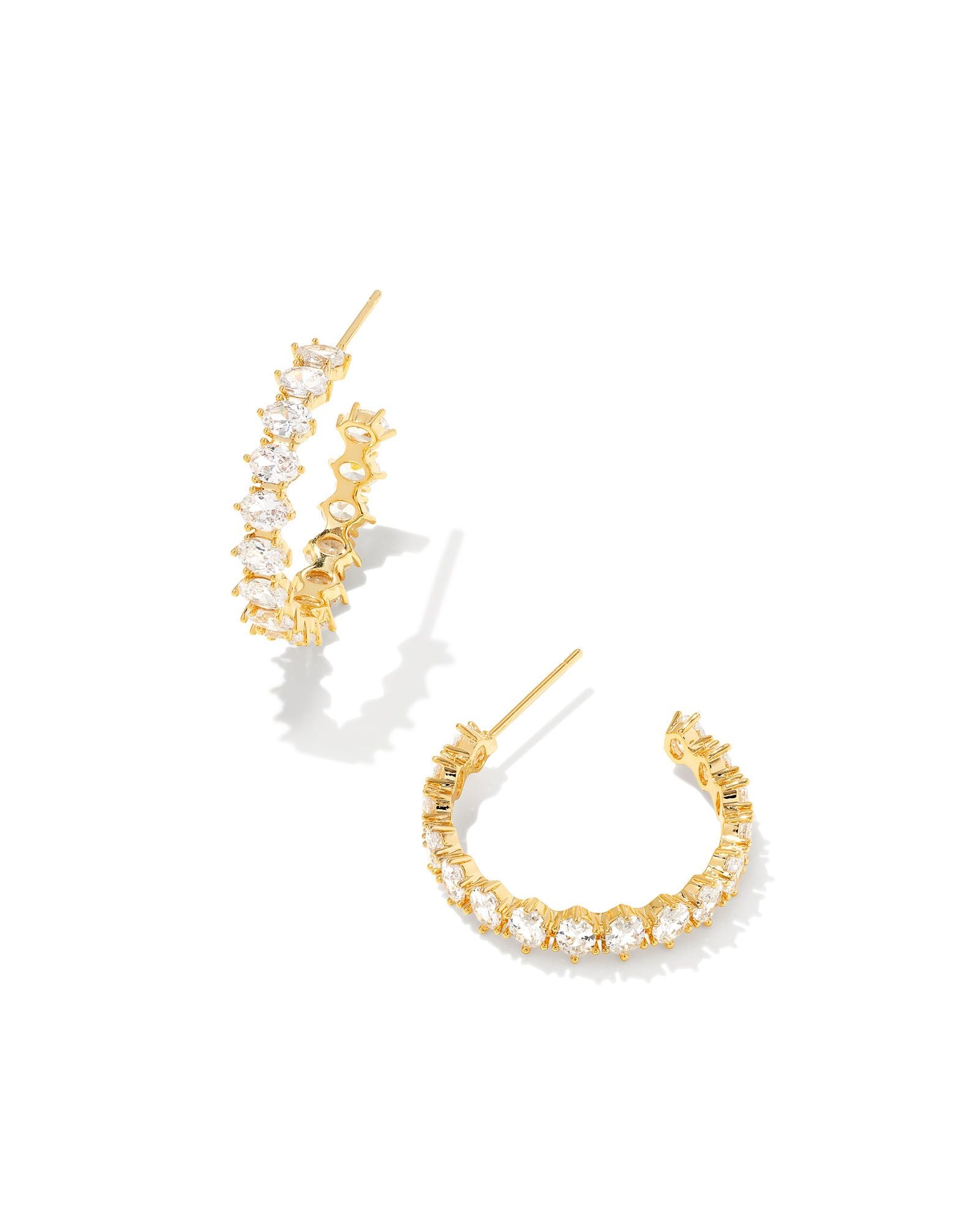 Cailin Crystal Hoop Earrings Gold Metal White CZ - Beau Kisses