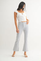 High Rise Tonal Crop Flare Jeans Navy Stripe - Beau Kisses
