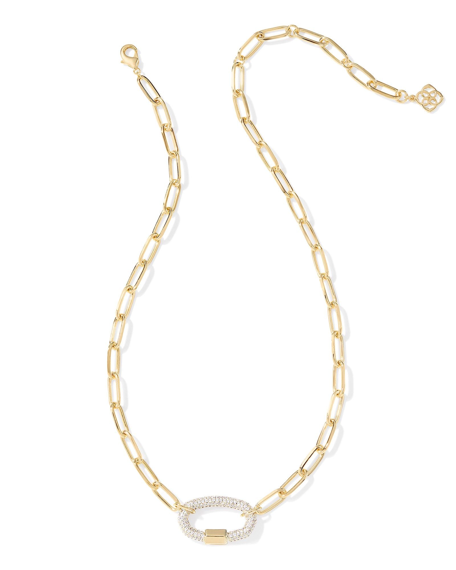 Emery Link and Chain Necklace Gold White Crystal - Beau Kisses