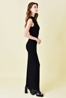 Asymmetric Neck Drape Maxi Dress Black - Beau Kisses