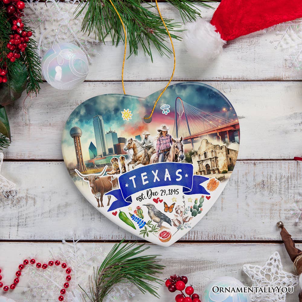 Artistic Texas State Christmas Ornament