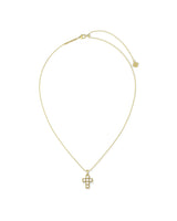 Pearl Cross Short Pendant Necklace Gold White Pearl - Beau Kisses