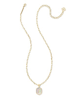 Daphne Pave Frame Short Pendant Necklace Gold Iridescent Ivory Illusion - Beau Kisses