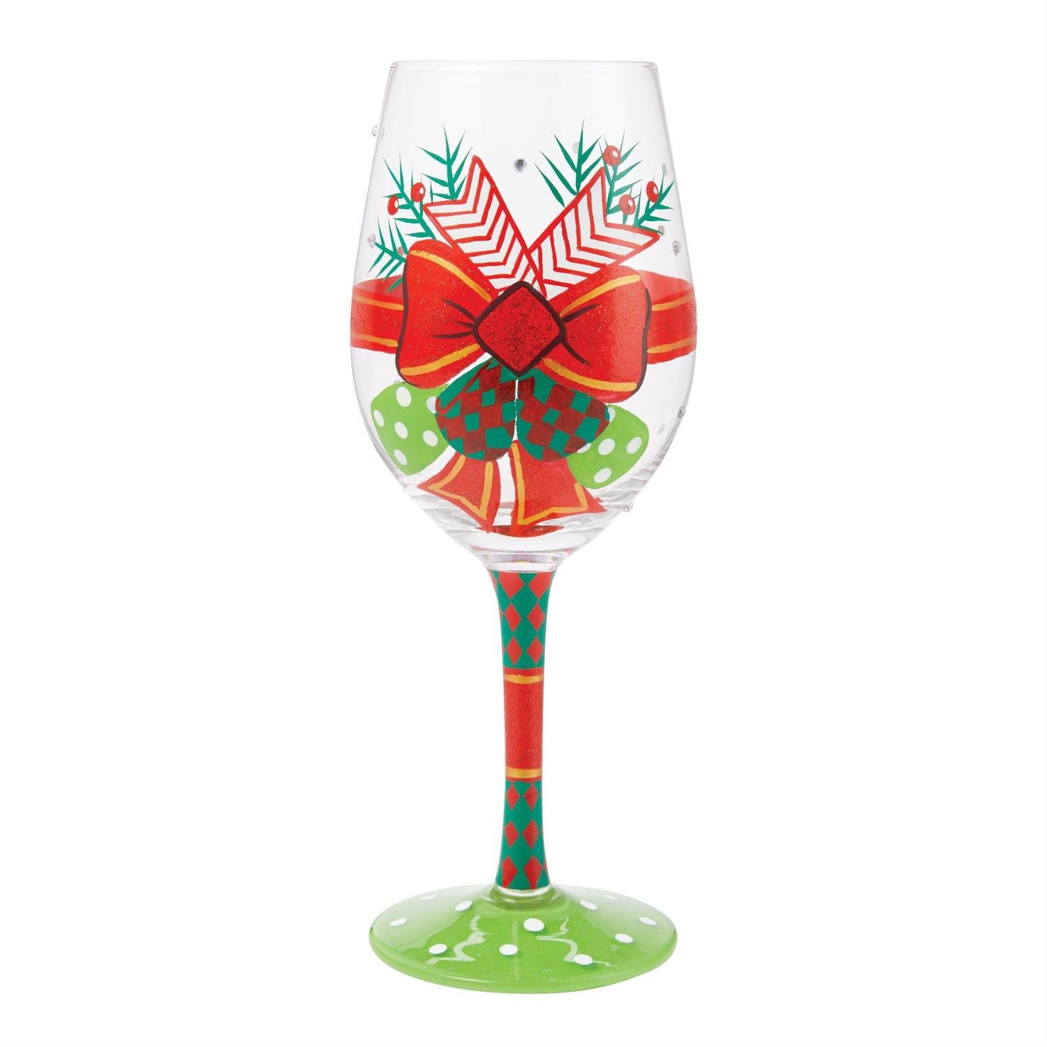 My Fancy Christmas Bow Stemmed Wineglass