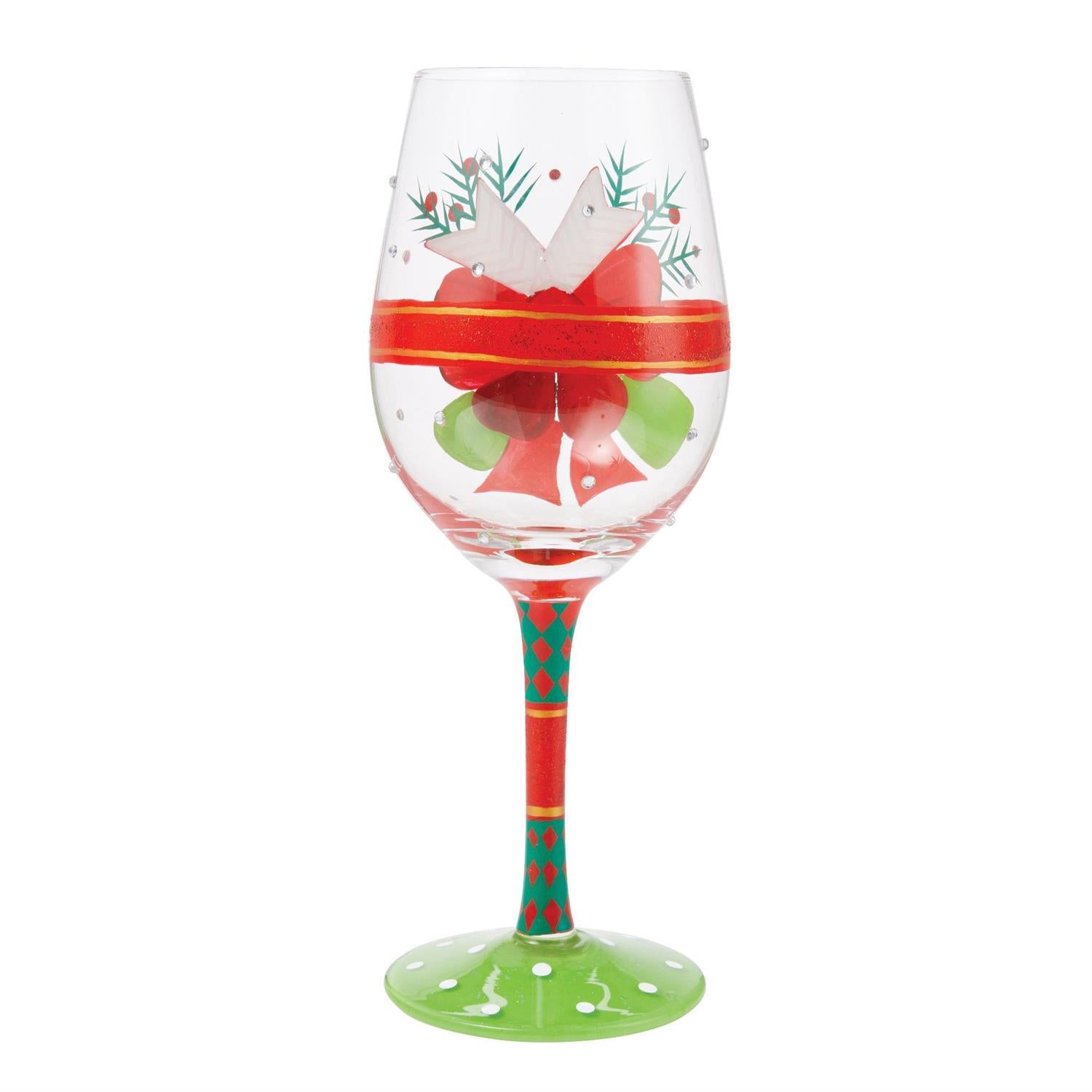 My Fancy Christmas Bow Stemmed Wineglass