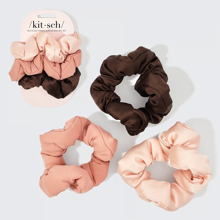 Recycled Fabric Cloud Scrunchies 3pc Set Rosewood