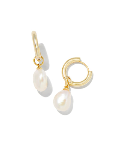 Willa Pearl Huggie Earrings Gold White Pearl - Beau Kisses