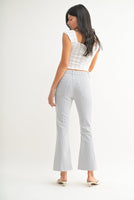High Rise Tonal Crop Flare Jeans Navy Stripe - Beau Kisses