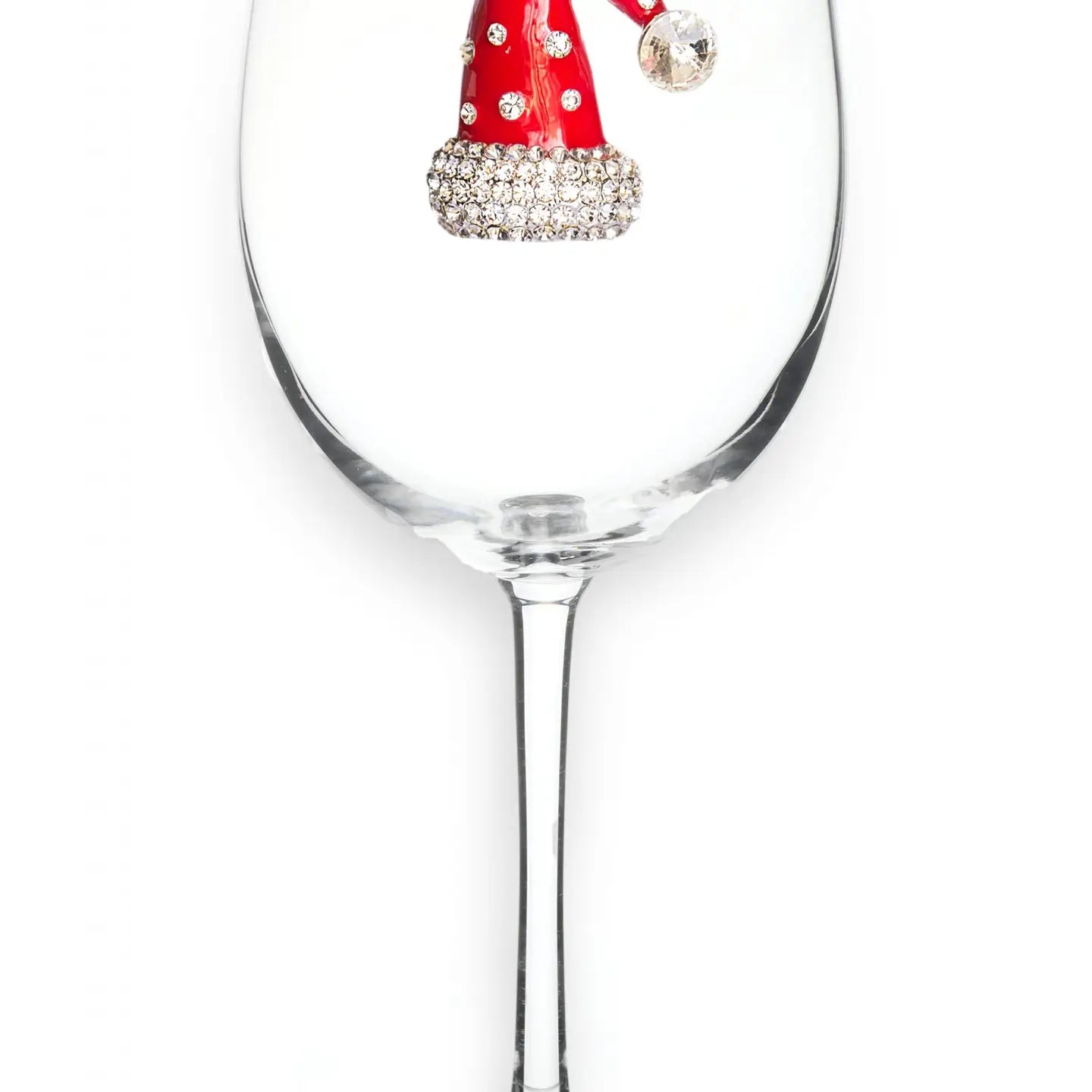 Christmas Hat Jeweled Stemmed Wine Glass