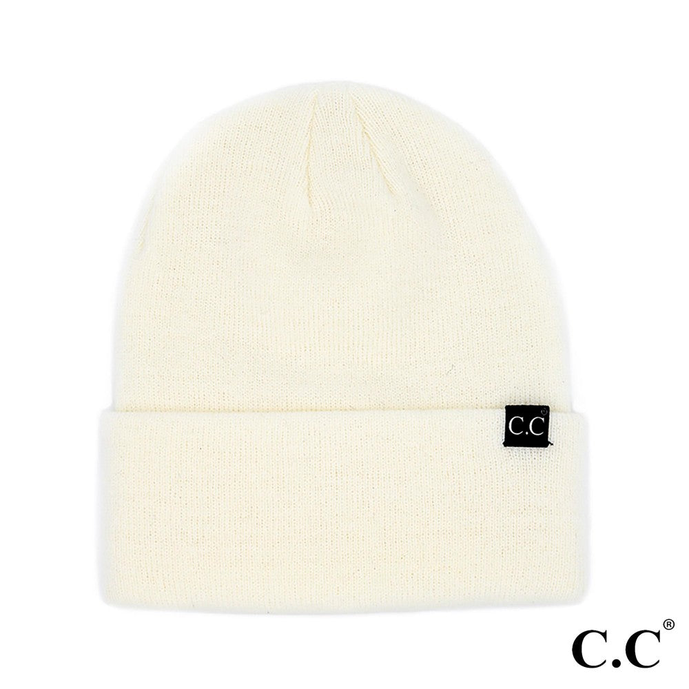 Solid Cuff Knit Beanie White