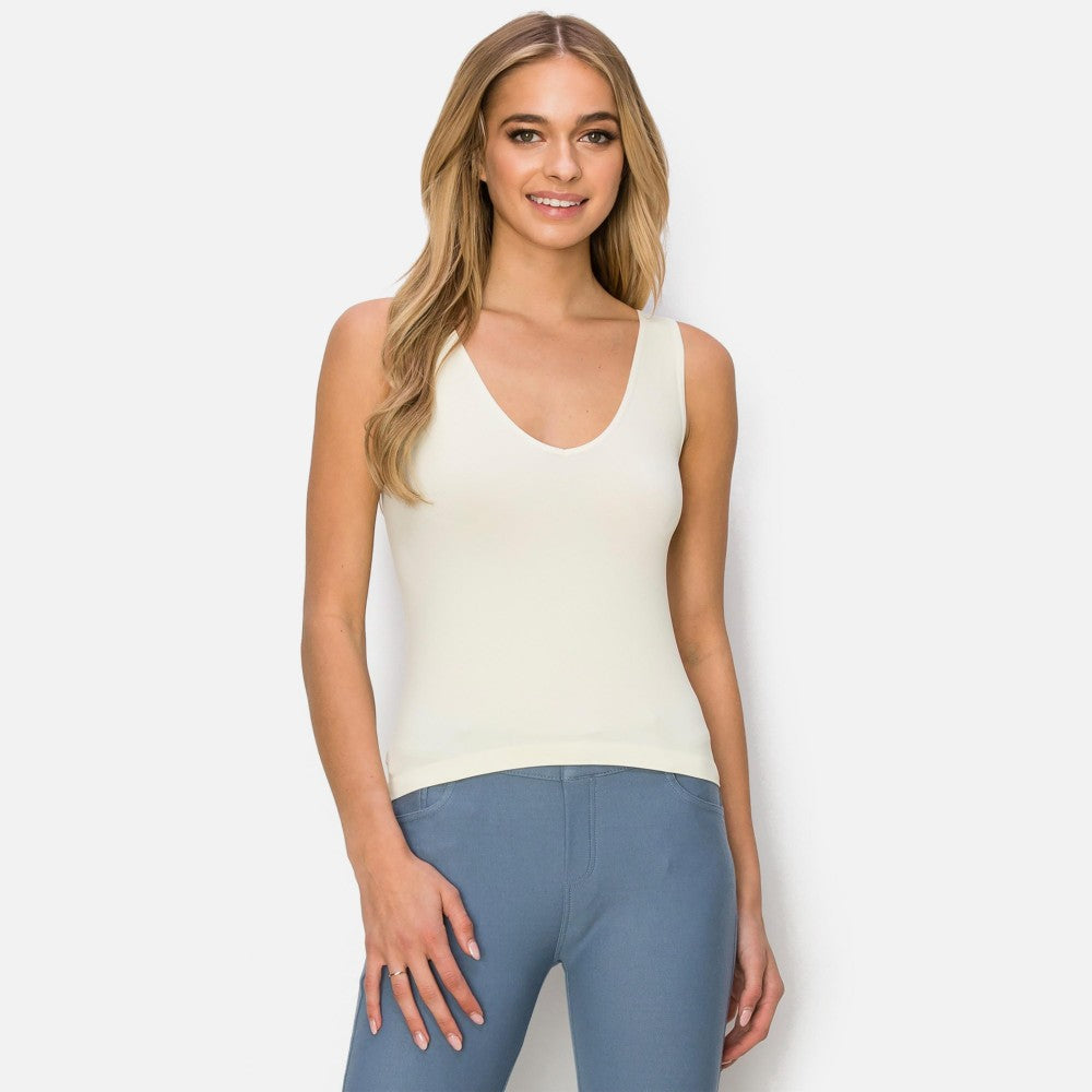 Seamless Hip Length Tank With Reversible Neckline - Beau Kisses