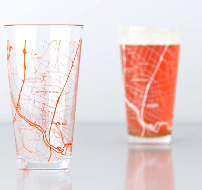 University of Texas College Town Map Pint Pair