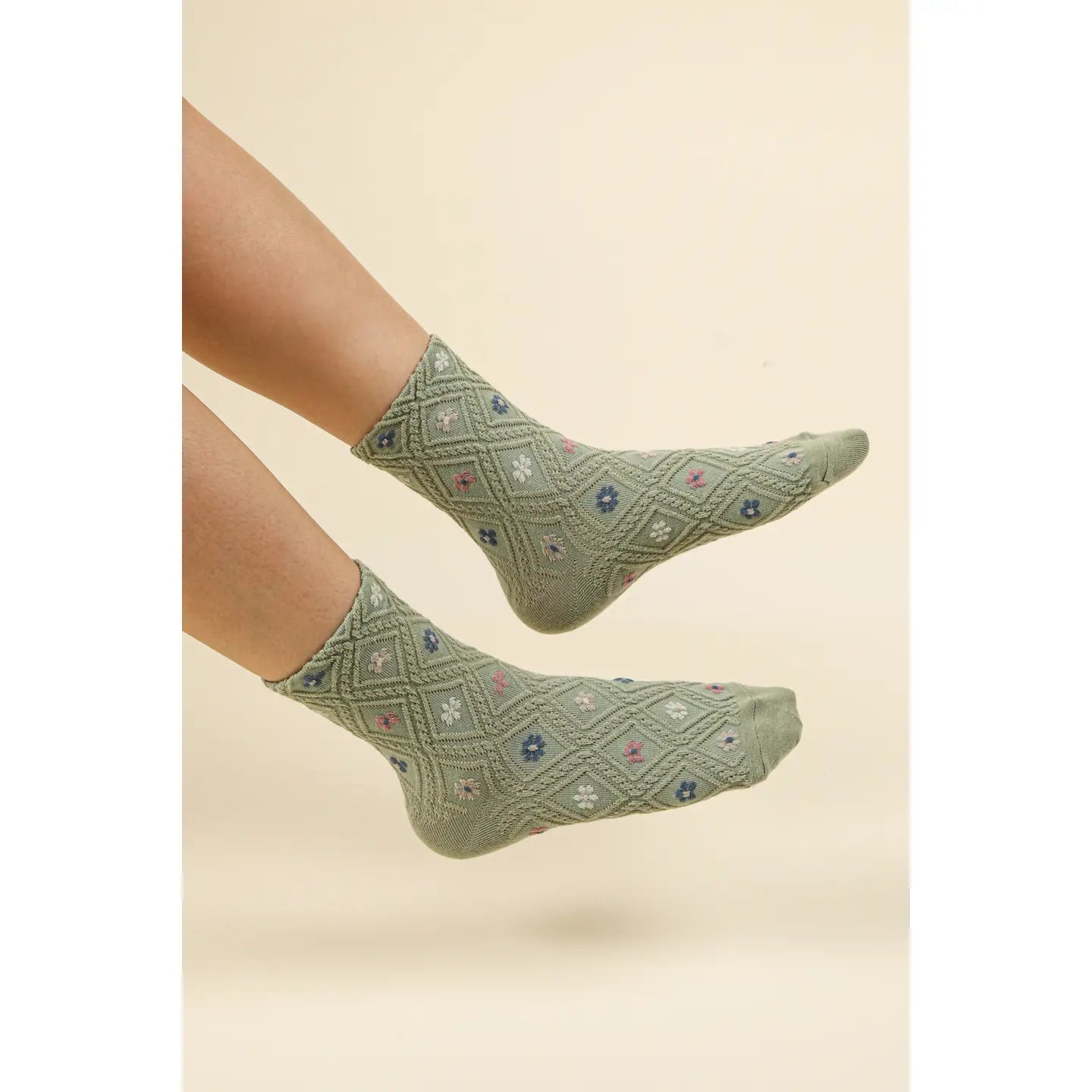 Floral Printed Textures Crew Socks