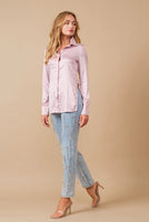 Satin Rhinestone Blouse Lavender ONLINE ONLY - Beau Kisses