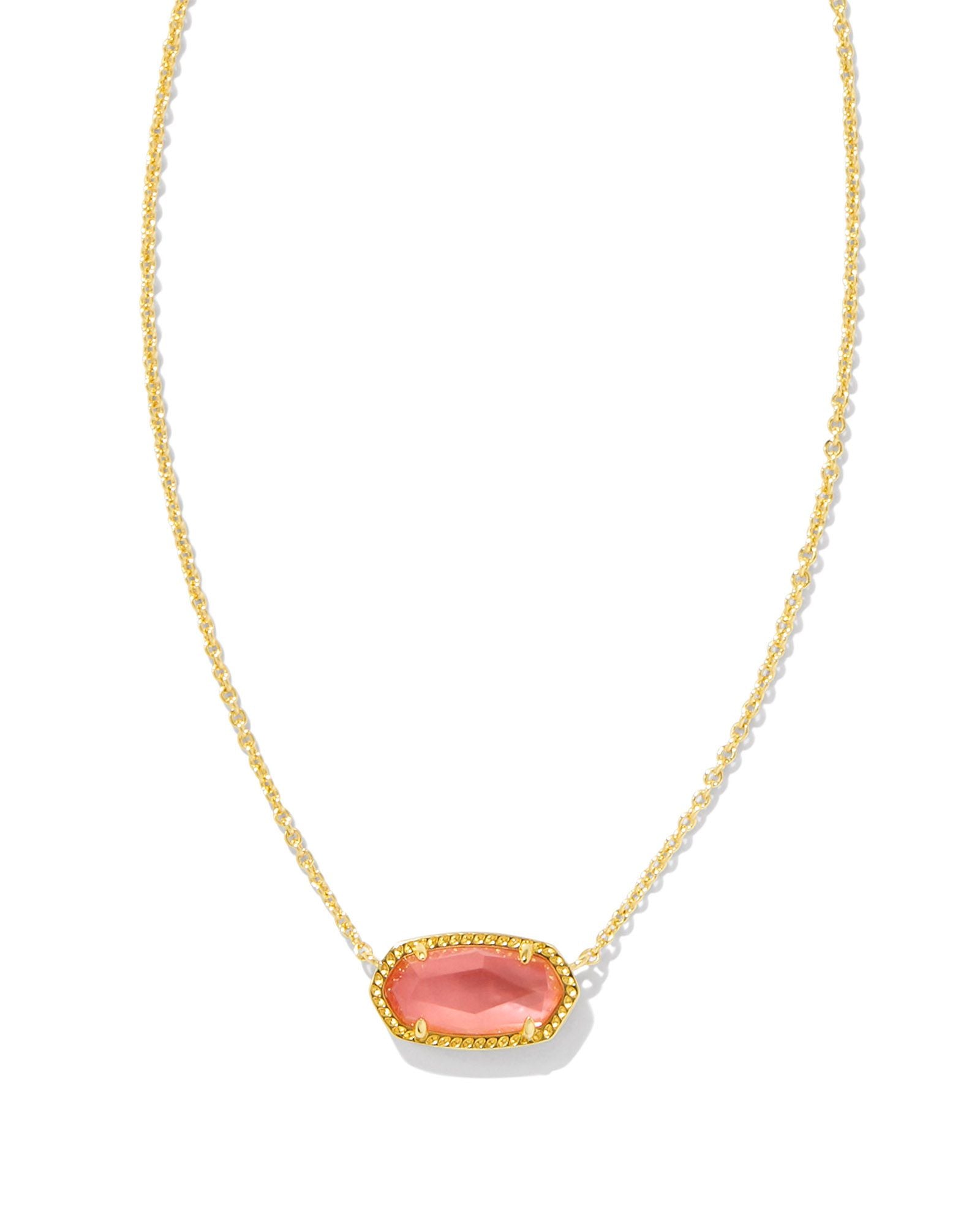 Elisa Pendant Necklace Gold Coral Pink Mother Of Pearl