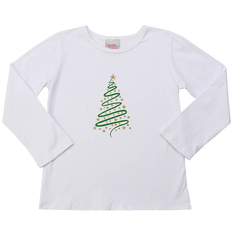 Toddler Christmas Tree Long Sleeve Tee White