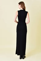 Asymmetric Neck Drape Maxi Dress Black - Beau Kisses