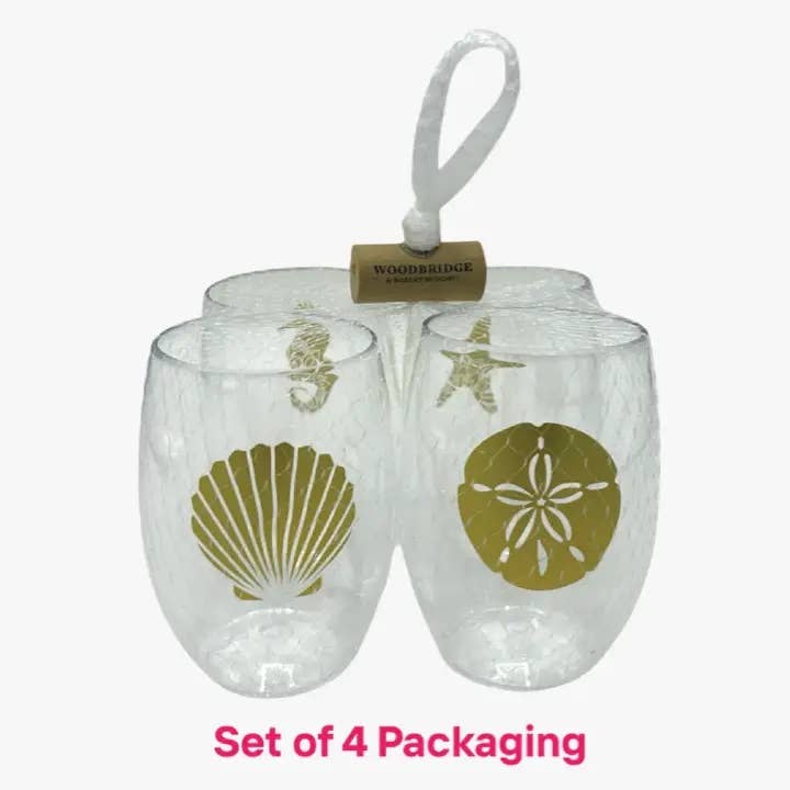 Mahjong Tritan Stemless Wine Tumblers 4 Pack - Beau Kisses