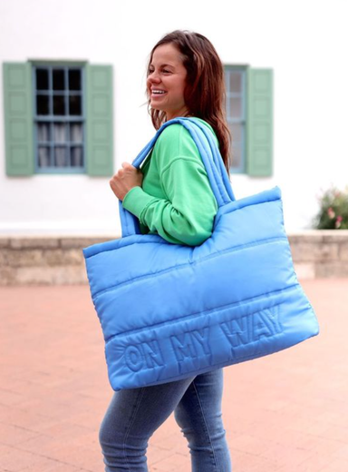 On My Way Carry All Puffer Tote Cobalt Blue - Beau Kisses