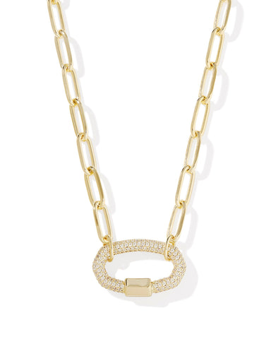 Emery Link and Chain Necklace Gold White Crystal - Beau Kisses