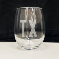 Stemless Texas Theme Wine Glass - Beau Kisses