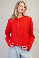 Solid Button Down Long Sleeve Cardigan - Beau Kisses