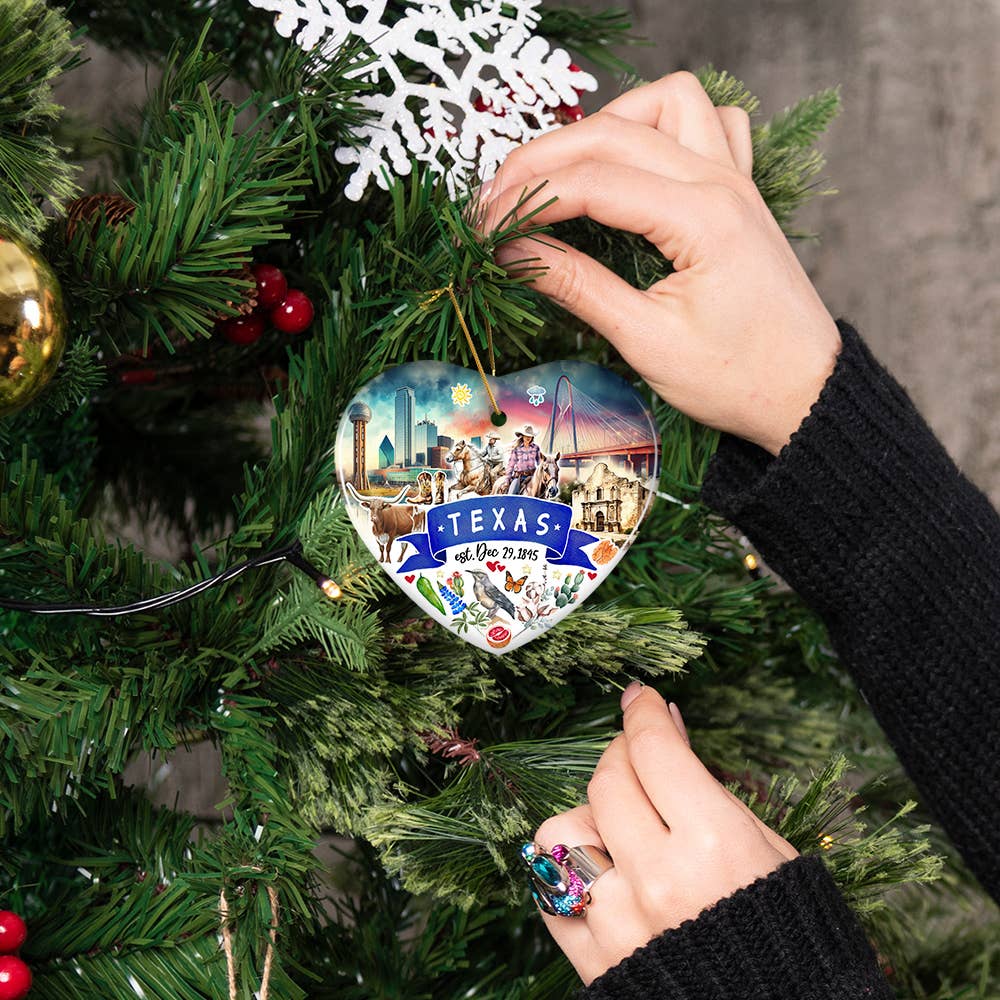 Artistic Texas State Christmas Ornament