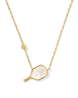 Pickleball Short Pendant Necklace Gold Ivory Mother Of Pearl - Beau Kisses