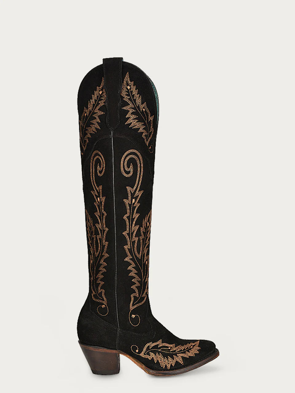 Suede Embroidery J Top Tall Boots Black