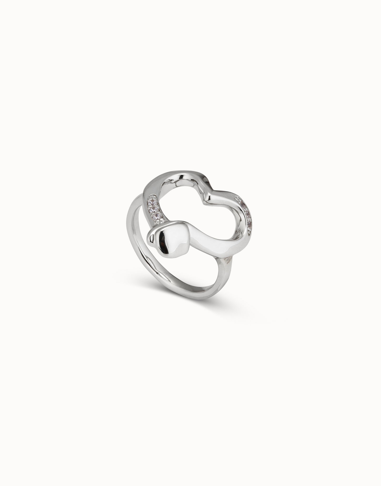 STRAIGHT TO THE HEART RING WITH CLEAR STONE SILVER