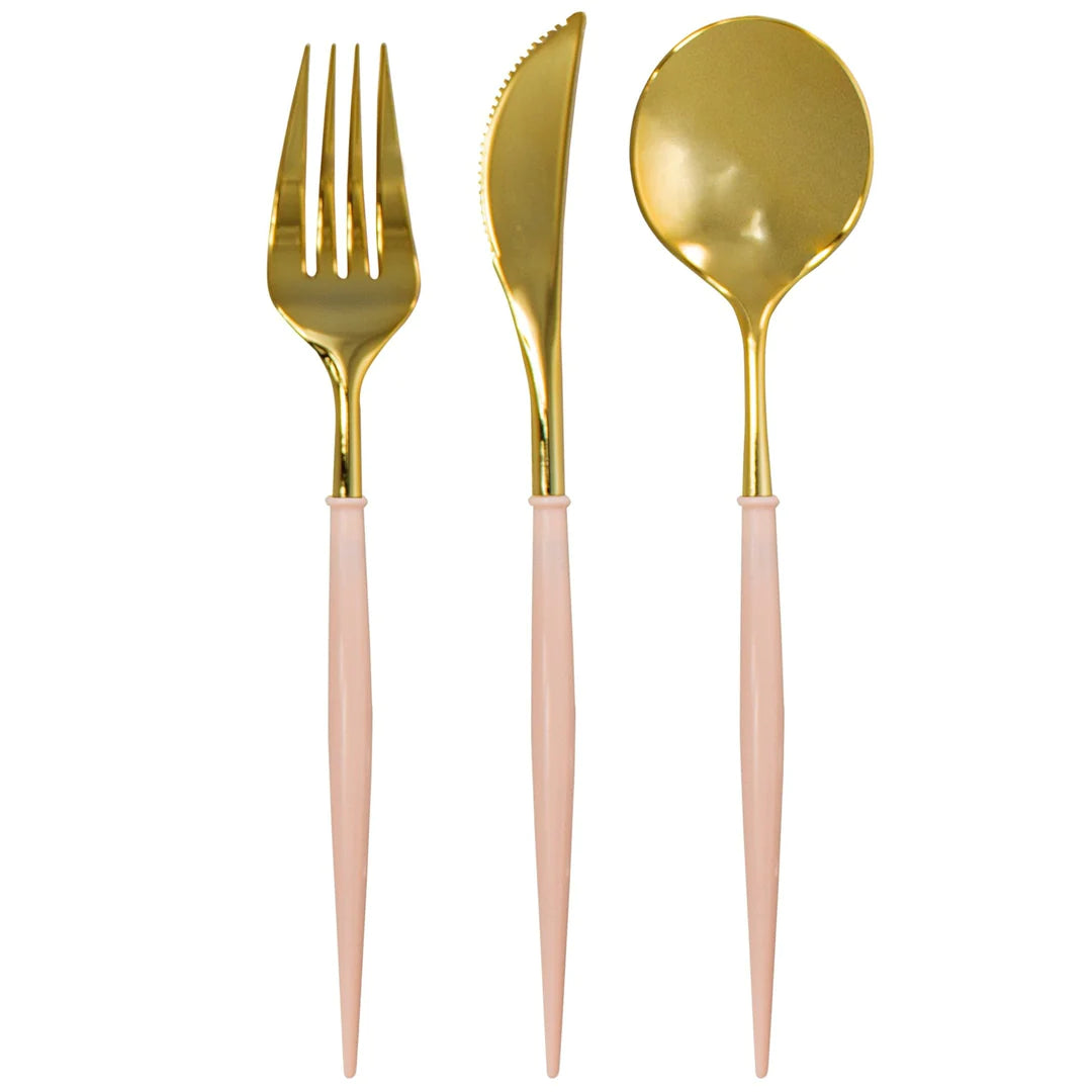 Bella Cutlery Gold/Blush Handle  S/24