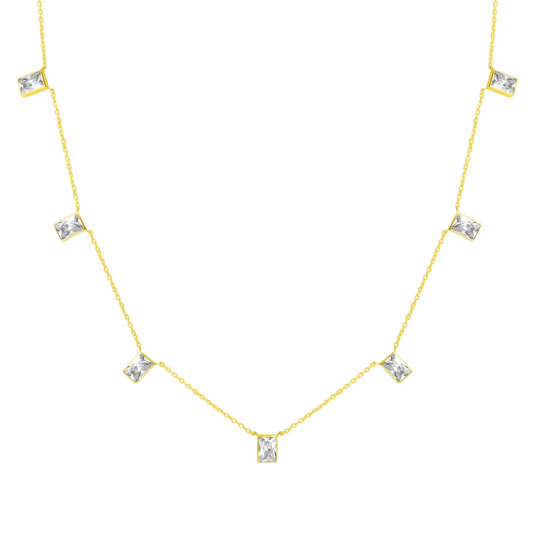 Brooke Baguette Necklace Gold - Beau Kisses