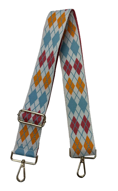 Bag Strap Argyle White/Blue - Beau Kisses