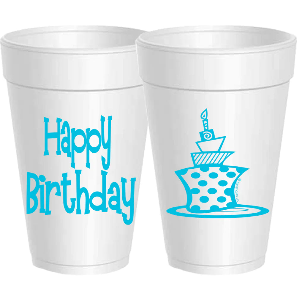 Happy Birthday Funky Cake Foam Cups 10 Pack