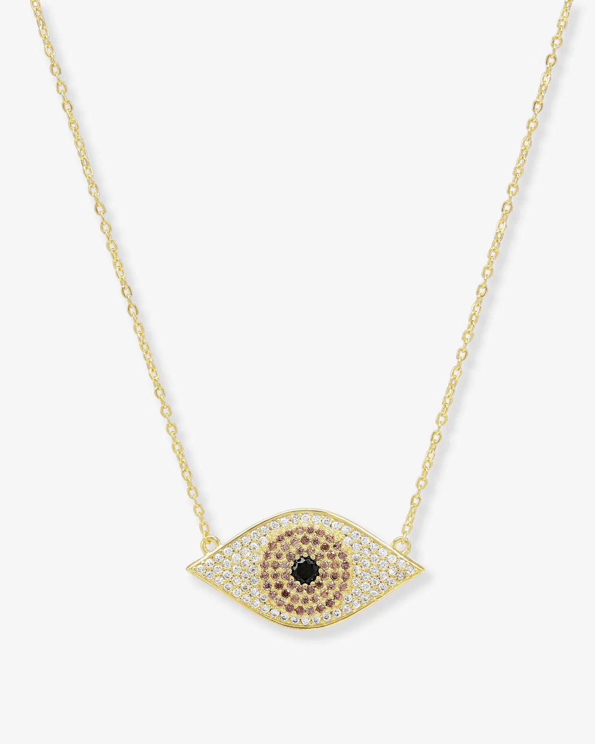 Black Evil Eye Necklace Gold and Black Diamondettes