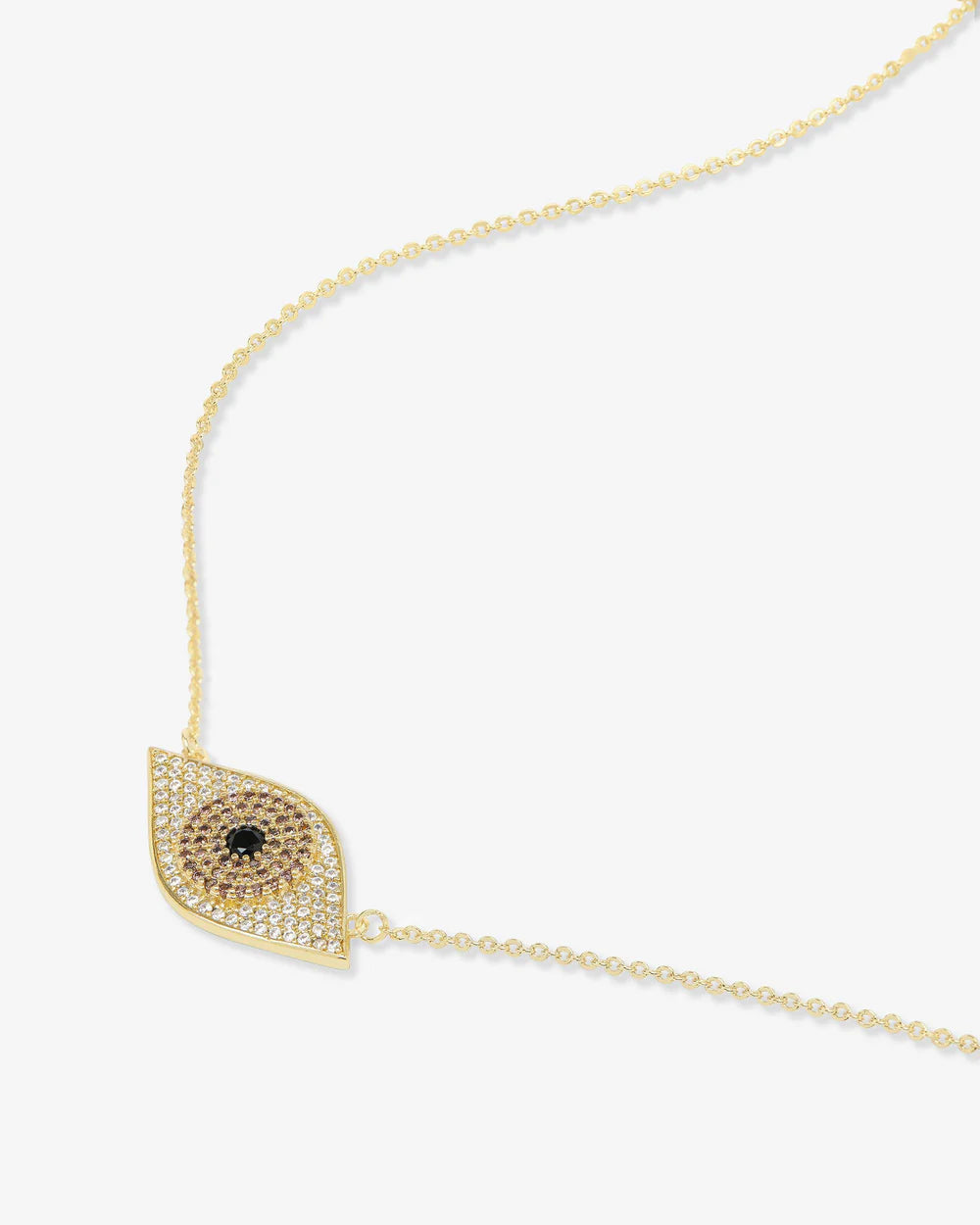 Black Evil Eye Necklace Gold and Black Diamondettes